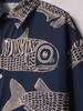 Übergroßes, lockeres Vintage-Kurzarmhemd mit Karpfen-Vollfisch-Print für Herren, lockeres Sommerhemd, trendiges Streetwear-Oberteil für Männer