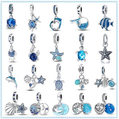 Serie Oceano - Ciondoli Perline Tartaruga Granchio Sirena in Rame Genuino Originale Adatti Per Bracciale da 3 mm Fai Da Te Creazione Pendente