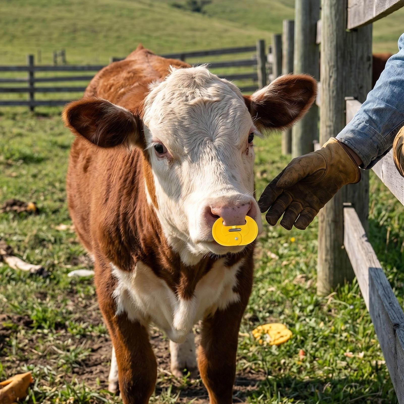 Nas de vită   4 buc 5,91 X 4,33 Inch Fermă de vite Instrument de înțărcare a mameloanelor Reduce stresul de înțărcare pentru animale de fermă Ranch