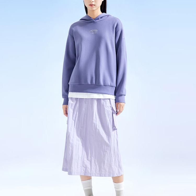 Anta Training Series Letter Print Knitted Pullover Sweatshirt Women Tops Moran-Purple 162337714-2