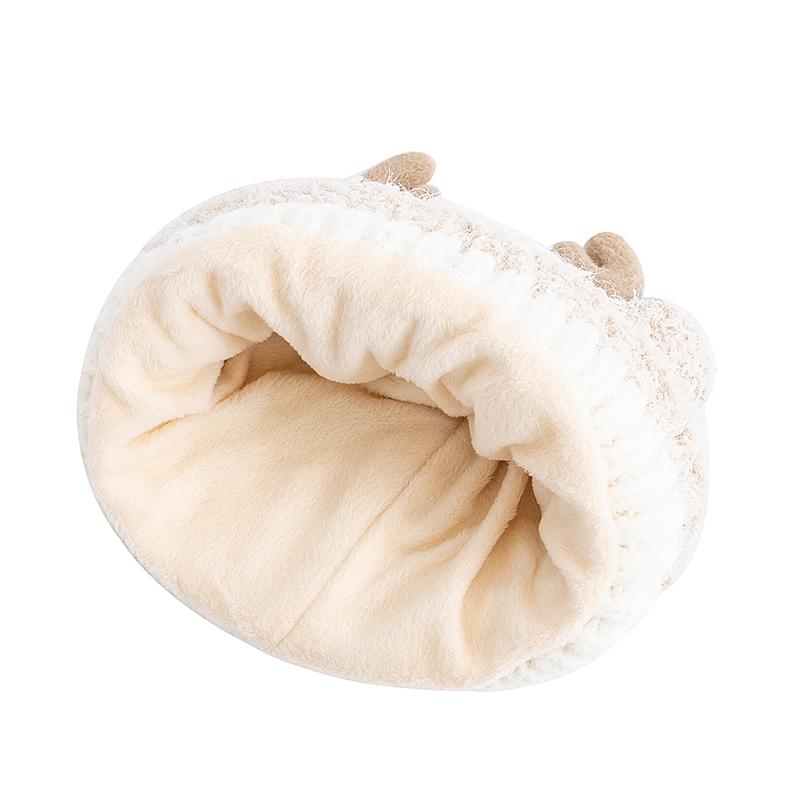 New Women Cute Plush Fur Warm Winter Hat Young Trendy Knitted Hat With Deer Horn Ear Girls Lovely Elegant Fur Winter Cap