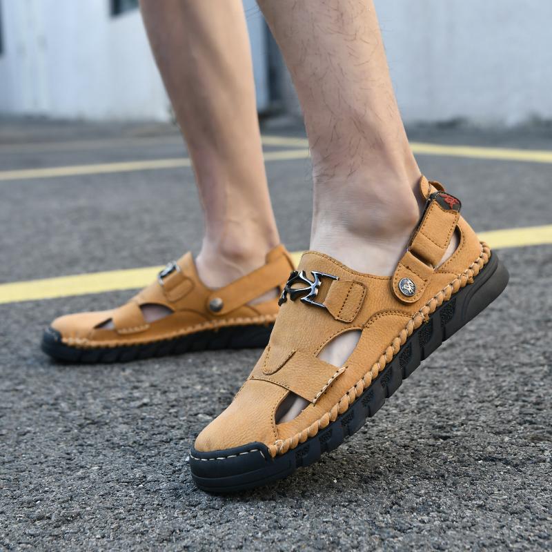 Summer Men's Leather Sandals Outdoor Slippers Classic Roman Sandals Sneaker Beach Rubber Flip Flops Men's Water Trekking Sandals
