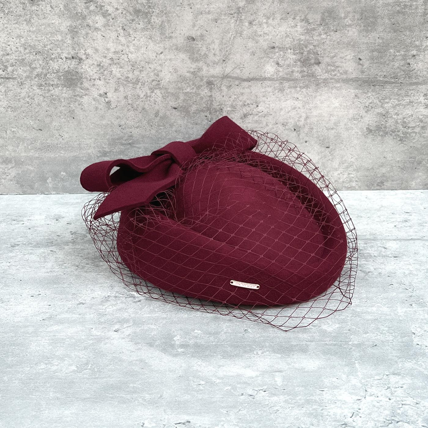 

French Elegant British Retro Mesh Beret Wool Top Hat Wedding Banquet White Bridal Headgear