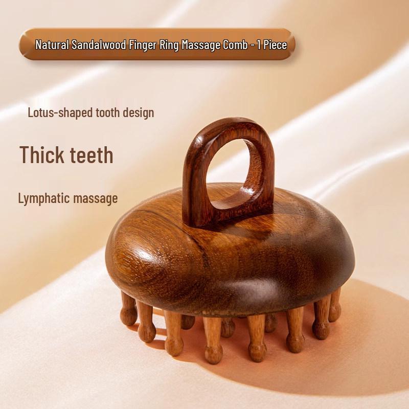 Sandalwood Scalp Massage Comb for Women and Men - Wooden Meridian Health Comb