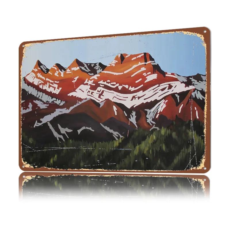 Mount Lougheed Alberta Poster Retro D Printed Metal Signs Customized Wall Hanging Gift for Gaming Decoration Room Desk Decor