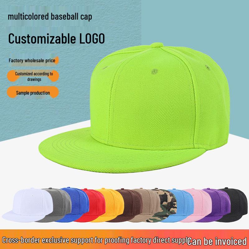 Spring/Summer Trendy Unisex Polyester Flat Brim Hat with Embroidered Logo - European & American Style