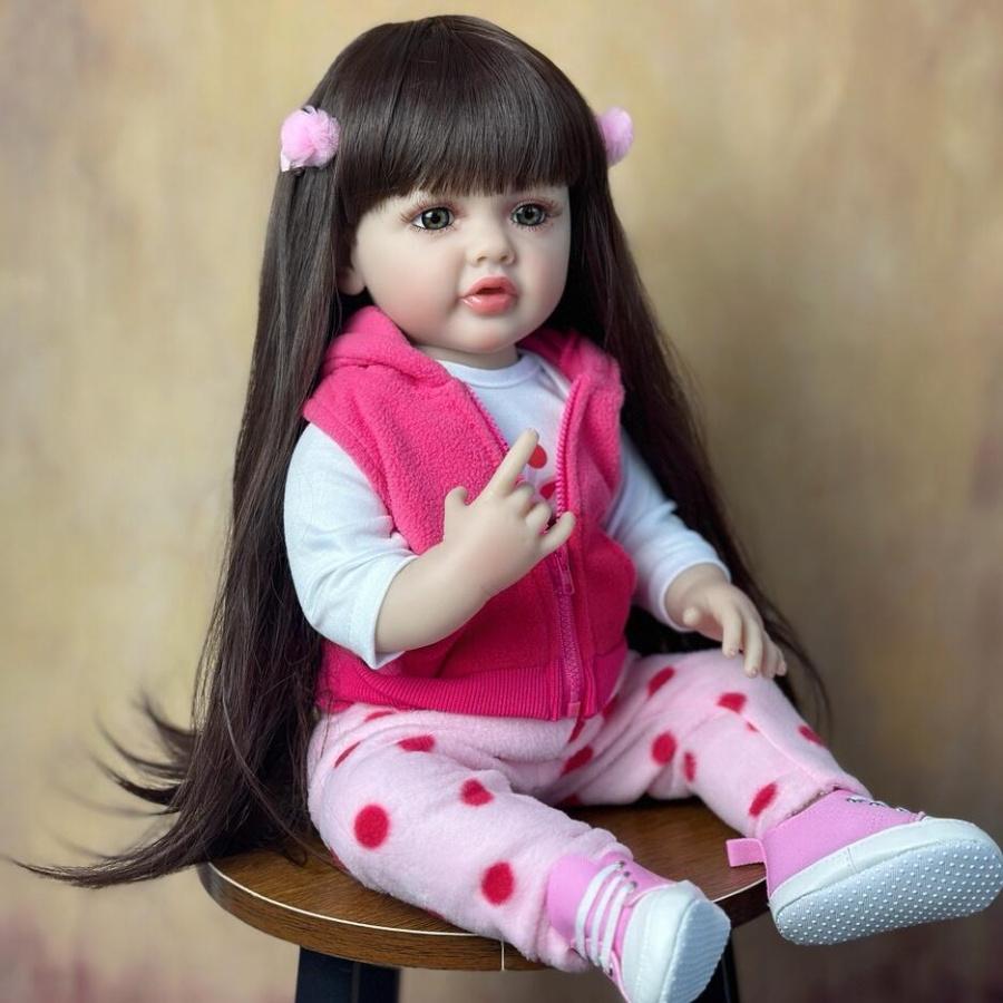 BZDOLL 55cm 22inch Full Body Vinyl Reborn Baby Doll Lifelike Newborn Bebe Girl Birthday Gift Lovely Bath Toy