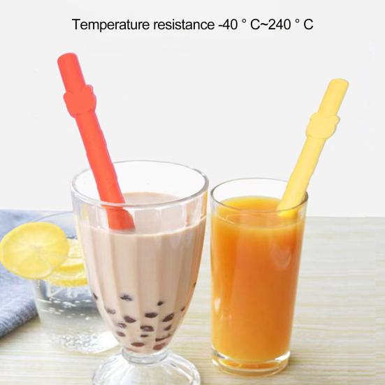 1 Set Silicone Straw Heat-resistant Reusable Cartoon Straws Eco-friendly Food-grade Drinking Water Straw for Kids