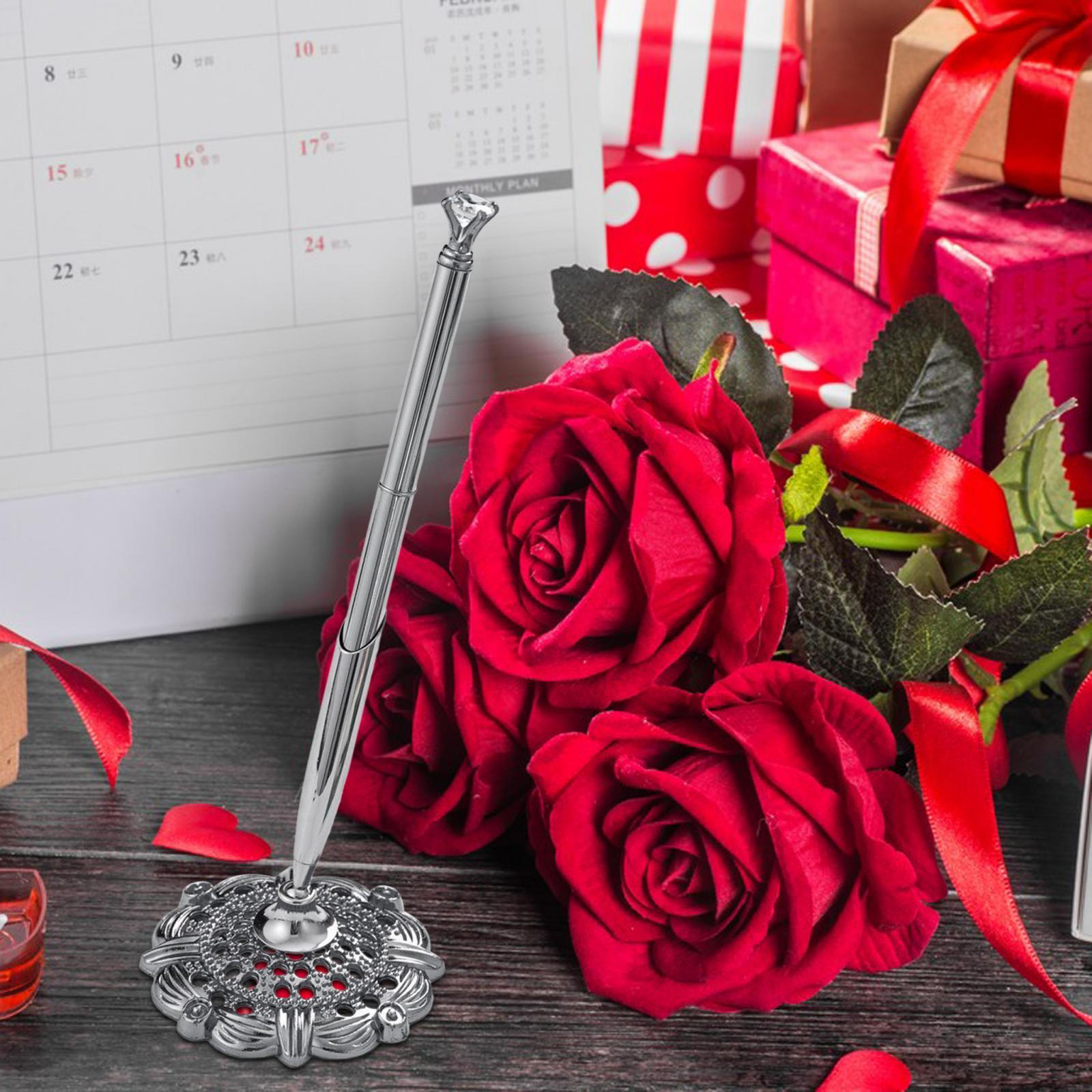 

Ручка для подписи в гостевой книге, свадебный прием, модная шариковая ручка для стола Silver S Stone