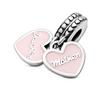 Pandora Mother And Daughter Hearts With Pink Enamel And Clear Cubic Zirconia P-792072EN40 For Women