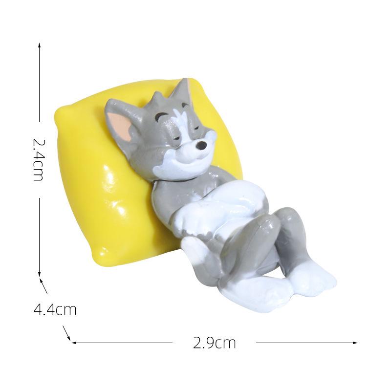 PVC Sleeping Tom and Jerry Car Ornament, Sweet Sleep Dolls for Car Interior Decoration, Cute Cartoon Dashboard Figurine