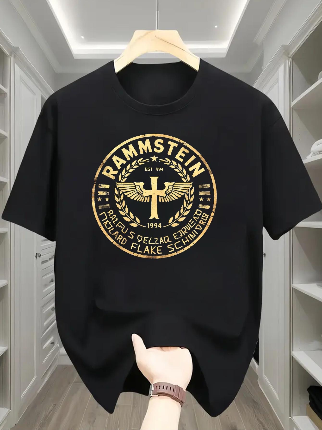 612 Cotton Blend T-shirt - Summer Casual & Sports Wear with Bold Golden RAMSTEN Graphic Print XXXL