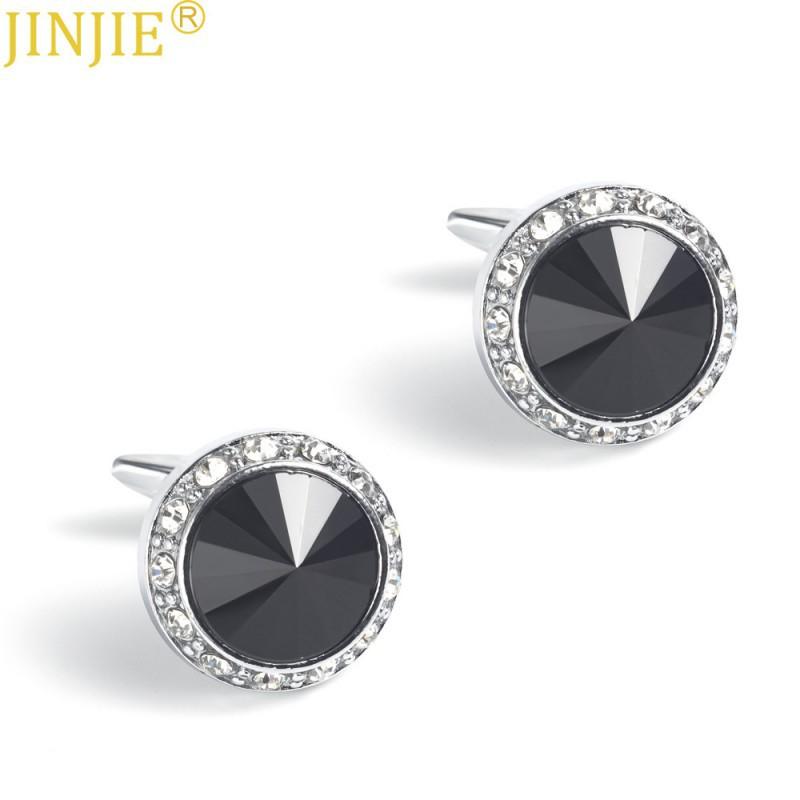 

Men s New Versatile Cufflinks Round Colored Crystal Studded Diamond European American Style Hot Selling Product Rhinestone Natural