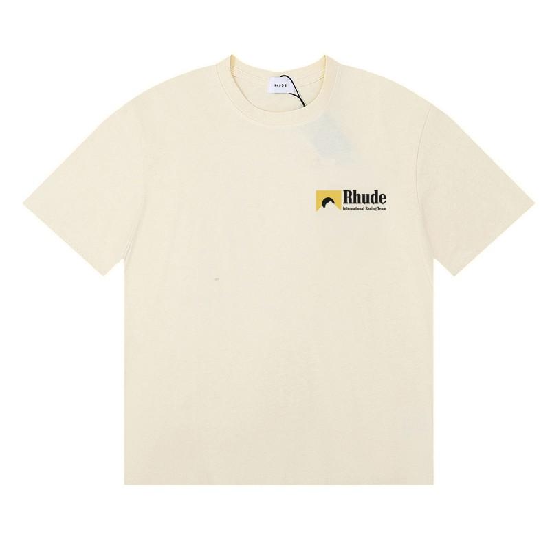 RHUDE Sunset Graphic T-Shirt Men Women Loose Fit Short Sleeve Tee Casual Streetwear