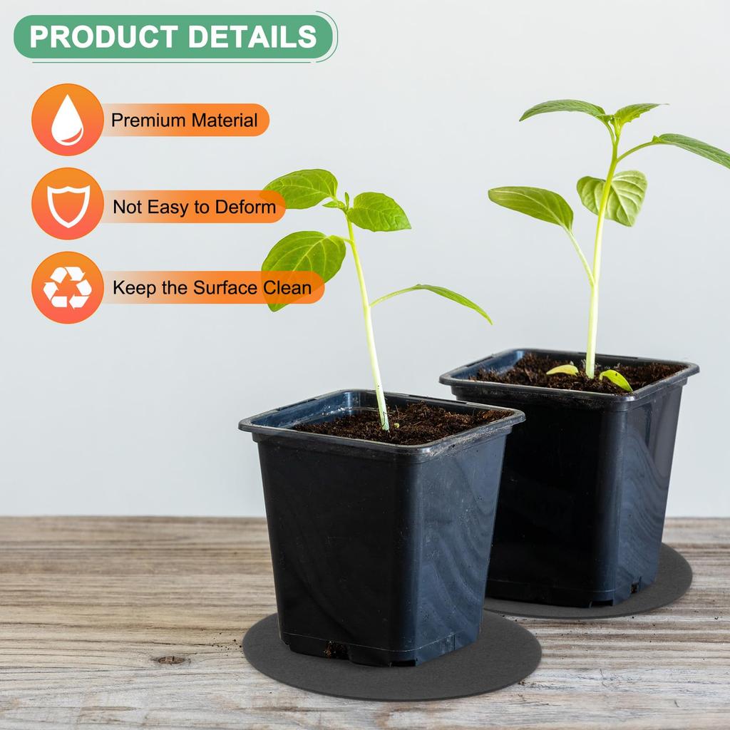 M METERXITY 16 Pack Cork Plant Coasters 4 6 8 Round Cork Coasters Plant Mat for Houseplants Indoor Waterproof Cork Pad DIY Cork Pad for Plants Black