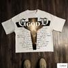 Dark Religious Street Style Unisex Cotton TShirt with Cross God Print Breathable Heavyweight Fabric Regular Fit for Gothic