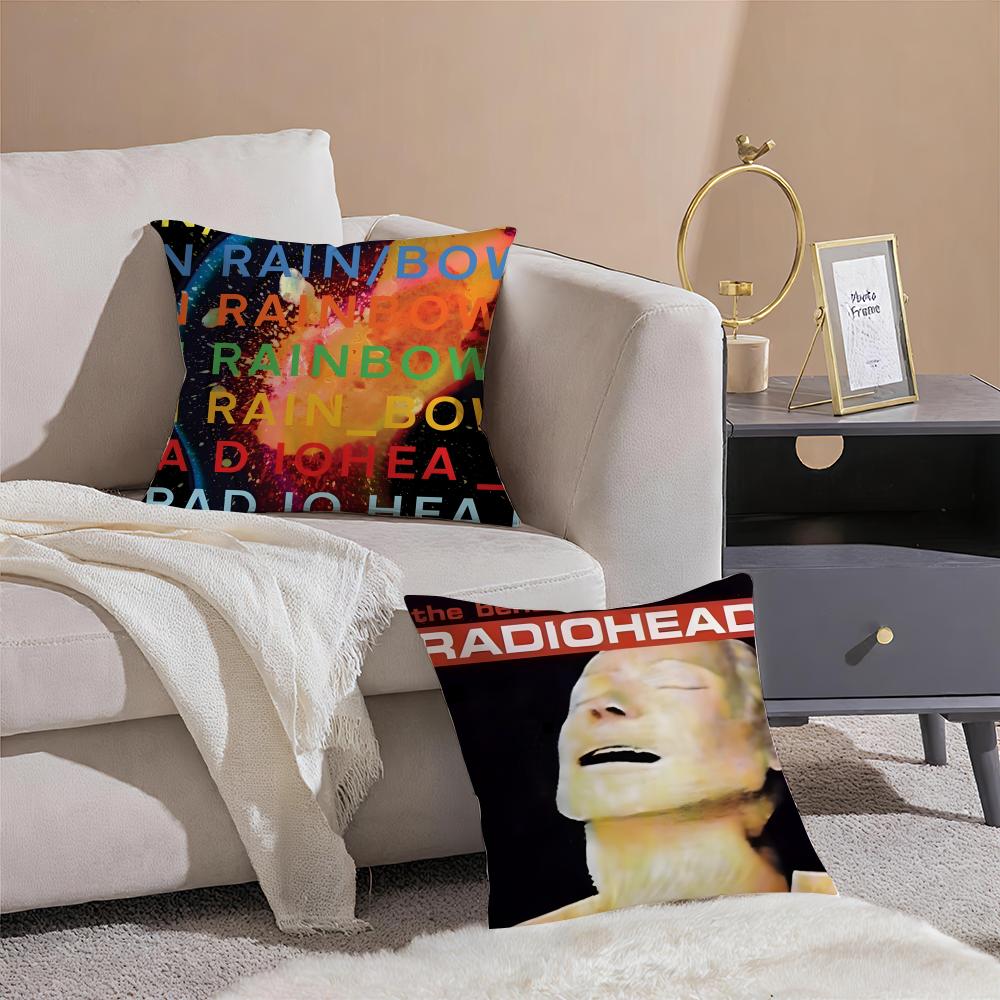 Experimental British Band RRadiohead Cushion Cover Throw Pillow Cover Hidden Button Durable Polyester Chair Cushion