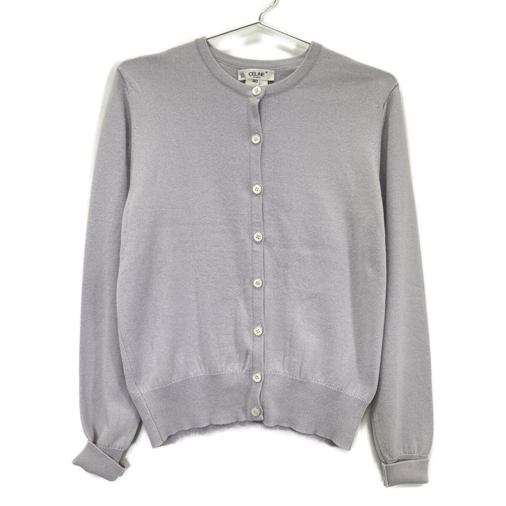 Celine 82H5061 Light Gray Cashmere Silk Ensemble Knit Cardigan Tops 40 Light grayUsed