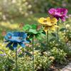 Flower Shape Metal Garden Birdbath Handcrafted Weather Resistant Bird Bath Stake Wavy Curved Petal Rust Resistant
