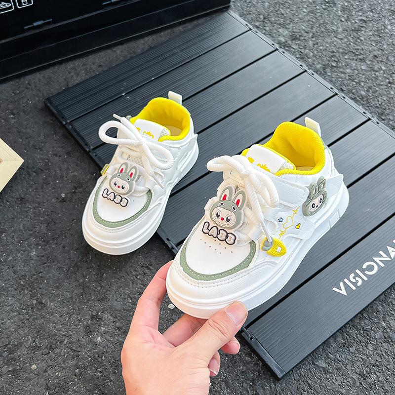 Children's and girls board shoes 2025 spring and autumn models fashionable soft-soled non-slip l rabub little girl casual little white shoes