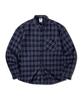 Ghost Republic Ombre Check Oversized Long Sleeve Shirt Gls-704_Navy