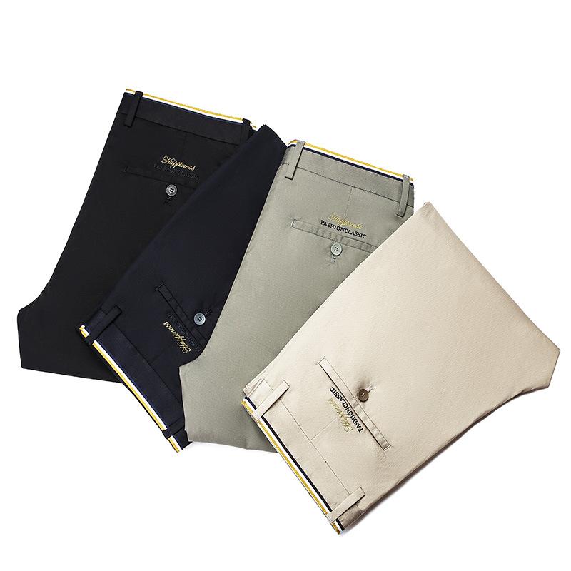 High Waisted Men's Pants Business Formal Pants Men's Summer Stretch Breathable Loose Fitting Casual Pants