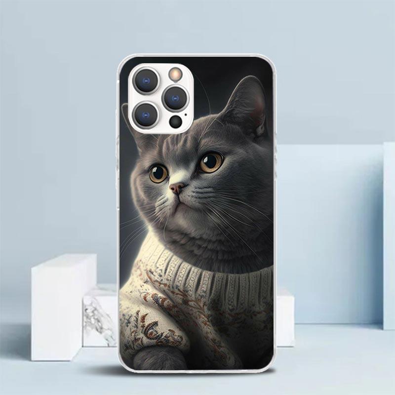 British Shorthair Cat Phone Case For IPhone 16 17 Air 16E 15 14 Plus 13 Mini 12 11 Pro Max 7 8 + SE 2020 Soft TPU Back Cover 16