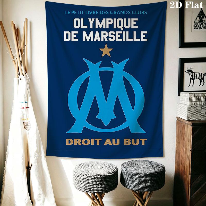 Olympique De Marseille Wall Hanging Printed Fabric Blanket Decorative Tapestries for Bedroom Living Room Home Decor