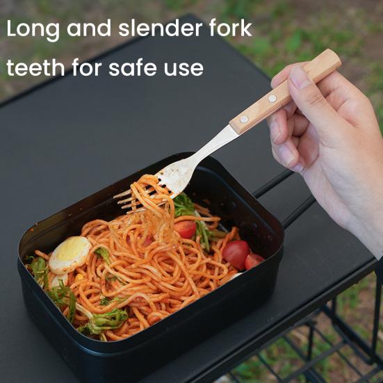 1/2Pcs Stainless Steel Folding Fork Spoon with Wooden Handle Portable Outdoor Camping Picnic Hiking Travel Food Grade Collapsible Cutlery