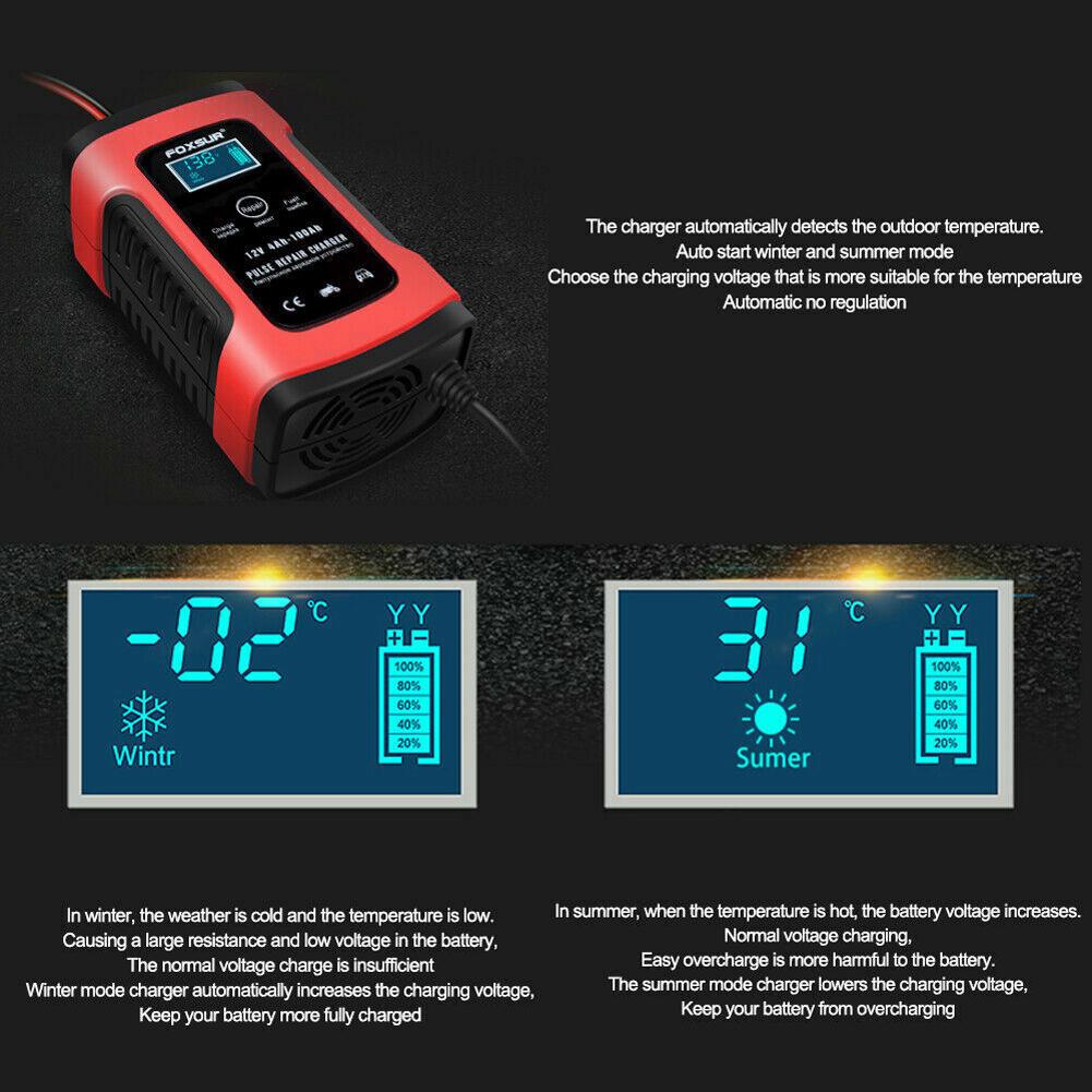 Portable Storage Battery with LCD Display Electrical Supply Charger Pulse Repair for Motorcycle SUV for Truck Motorcycle ATV