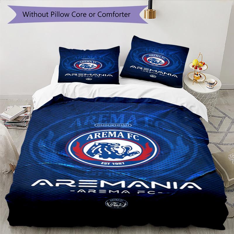 Arema Football Club Printed Pattern Duvet Cover Set – Includes 1 Duvet Cover and 2 Matching Pillowcases Bedroom Decor Christmas Gifts
