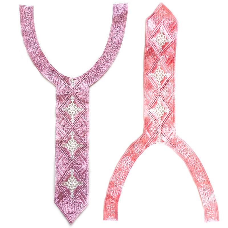 Color Embroidery Lace Collar Piece Personalized Tie Shape Heavy Industry Embroidery Fake Collar Clothing Corsage Accessories Collar Piece