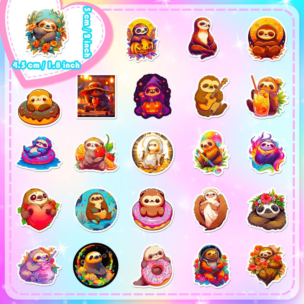 50 naklejek z kreskówkowym leniwcem Animowany Wiatr Uroczy Kreskówkowy Leniwiec Osobowość Kreatywne Naklejki na Artykuły Papiernicze