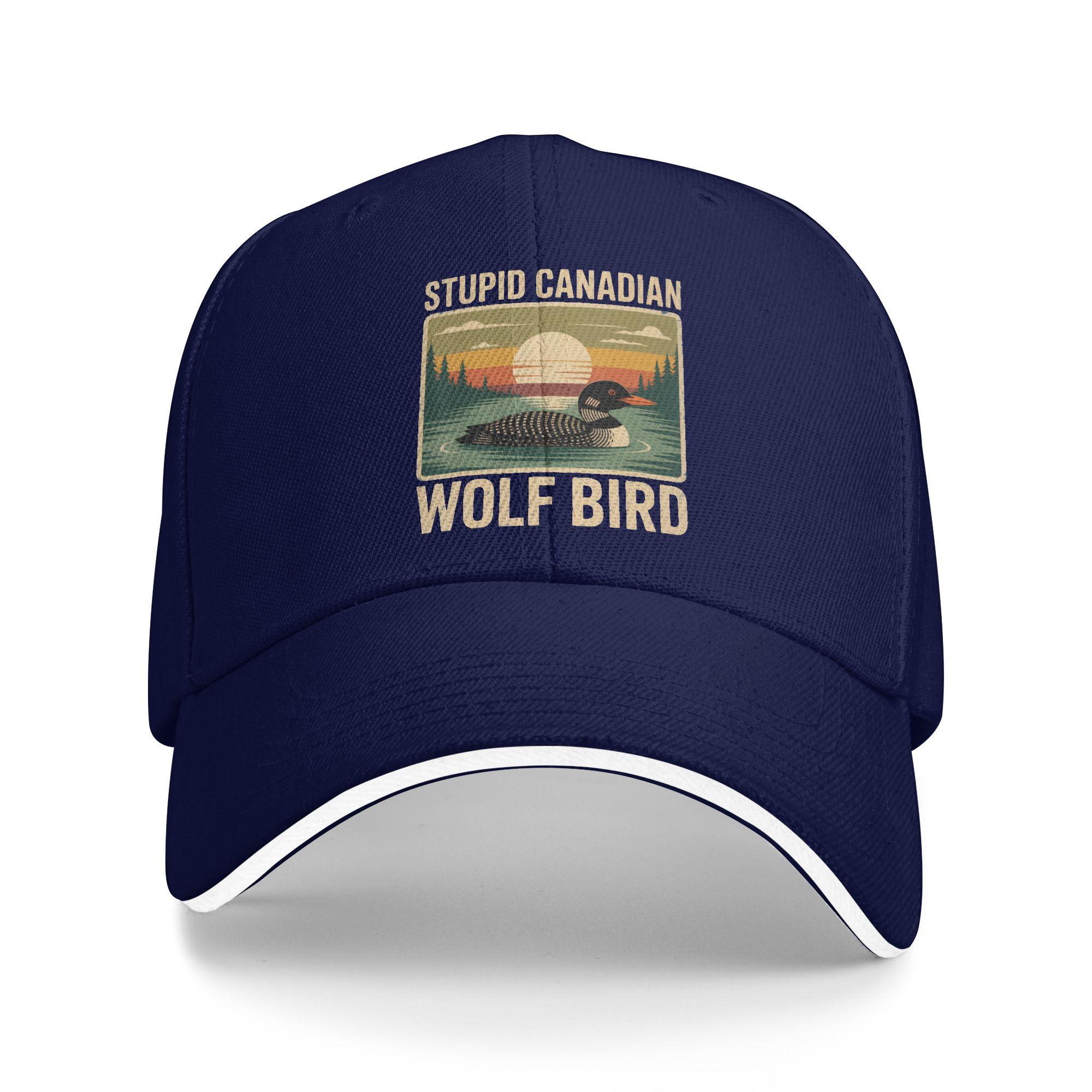 

Stupid Canadian Wolf Bird Nature Lovers Sun Baseball Cap Summer Stylish Trucker Hat For Couple Women Outdoor Sports Snapback Cap One Size темно-синього кольору
