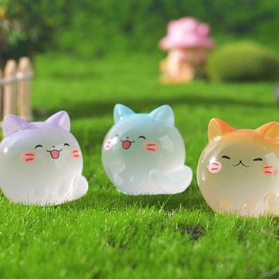 3 Teile/beutel Leuchtende Mini Katze Micro Landschaft Desktop Ornamente Leuchten In Der Nacht Tier Figuren Home Auto Dekorationen Diy Zubehör