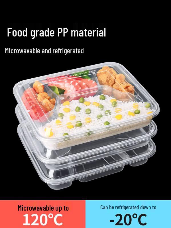 Yuduo Disposable 4-Compartment Transparent Meal Boxes