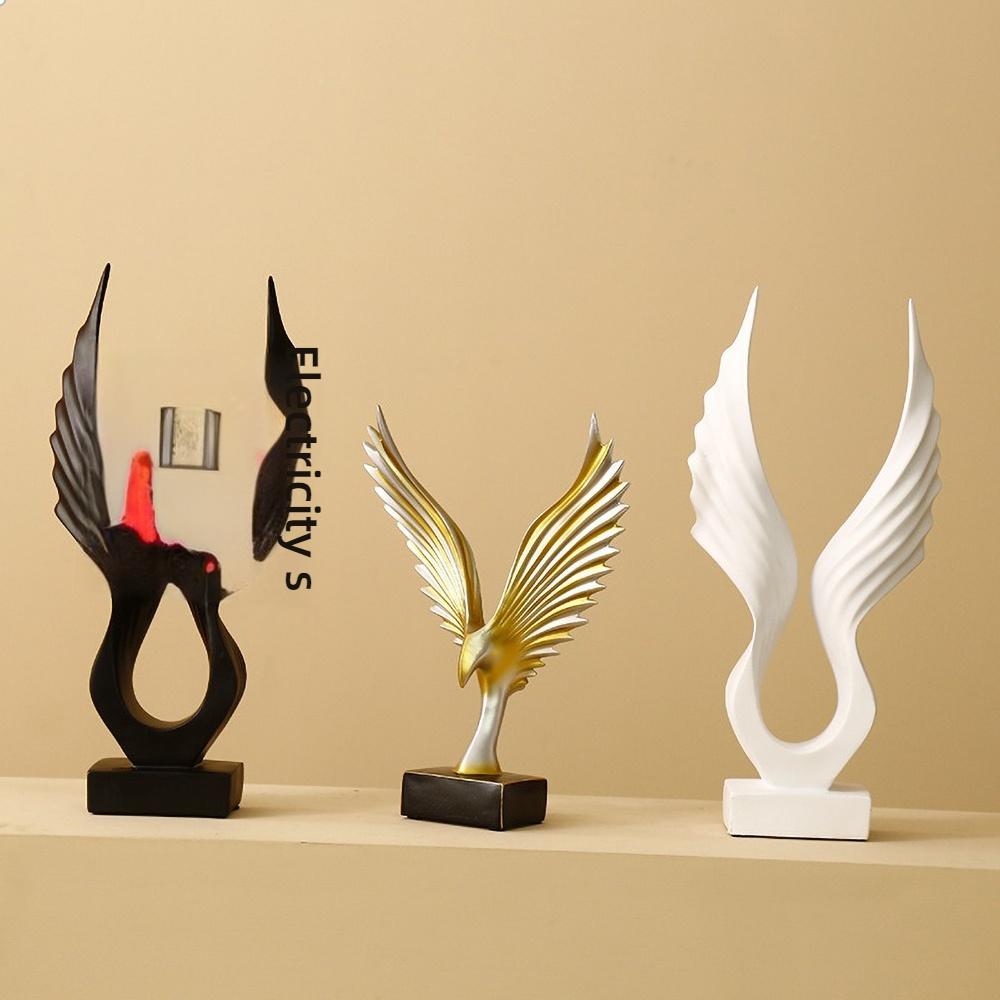 Minimalist Golden Angel Wing Figurine - Small Resin Memorial Gift for Healing, Hope Desk Decor for Her/Him