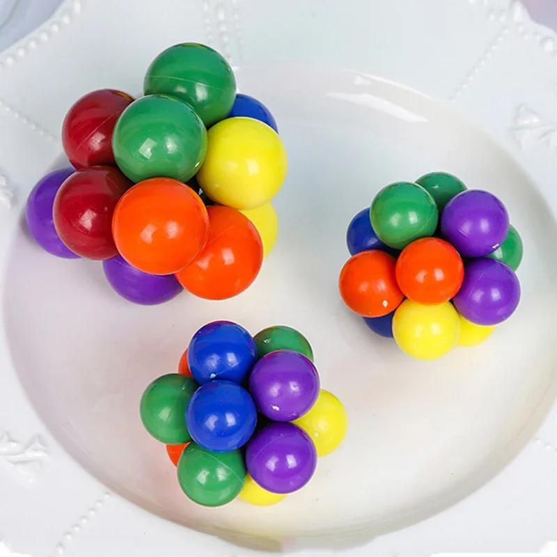 Jouet Fidget Créatif Jouets pour Adultes Enfants Soulageur de Stress Balle Élastique Colorée Balle de Décompression Variété Boules à Pression Perles Adultes