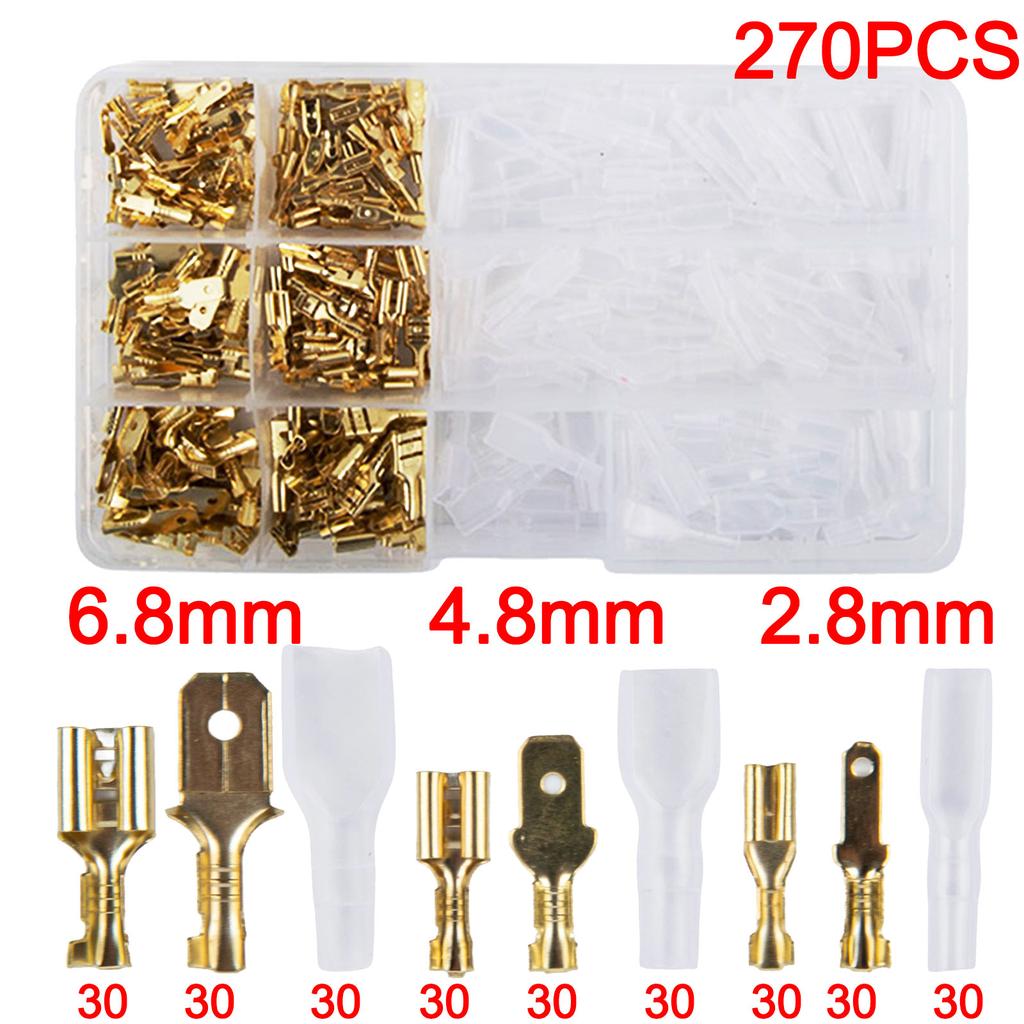 270PCS Electrical Wire Connector Kit with Male and Female Crimp Terminals for 2 8mm 4 8mm 6 3mm Wiring Applications