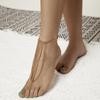 VIVILADY Geometry Alloy Imitation Crystal Multilayer Tassel Chain Beach Anklet For Women And Bride Fashion Simple Party Gift