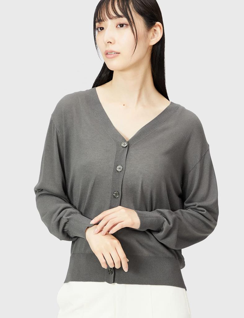Natural Beauty Basics Boxy Sheer Cardigan Charcoal Women's Sweater,