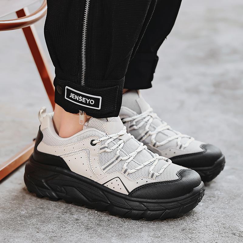 Hiking Mens Mesh Breathable Sports Casual Fashion Trend Lightweight Thick Soled Dad Shoes for Men Large Size Outdoor Clothing