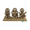 Laxmi Ganesh & Saraswati Idol, Hindu God Statue, Brass, Gold, Size - Small