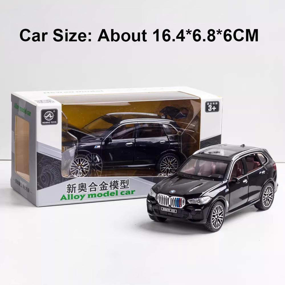 1:32 Scale X5 M8 Car Model Toy Doors Opened Rubber Tires Cars Pull Back Sound Light Miniature Models for Boys Hobby Collections
