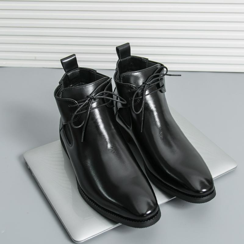 Fashion New Fashion Mens Leather Ankle Boots British Style Male Chelsea Boots Casual High Top Shoes Soft Leisure Walk Men Business Botas