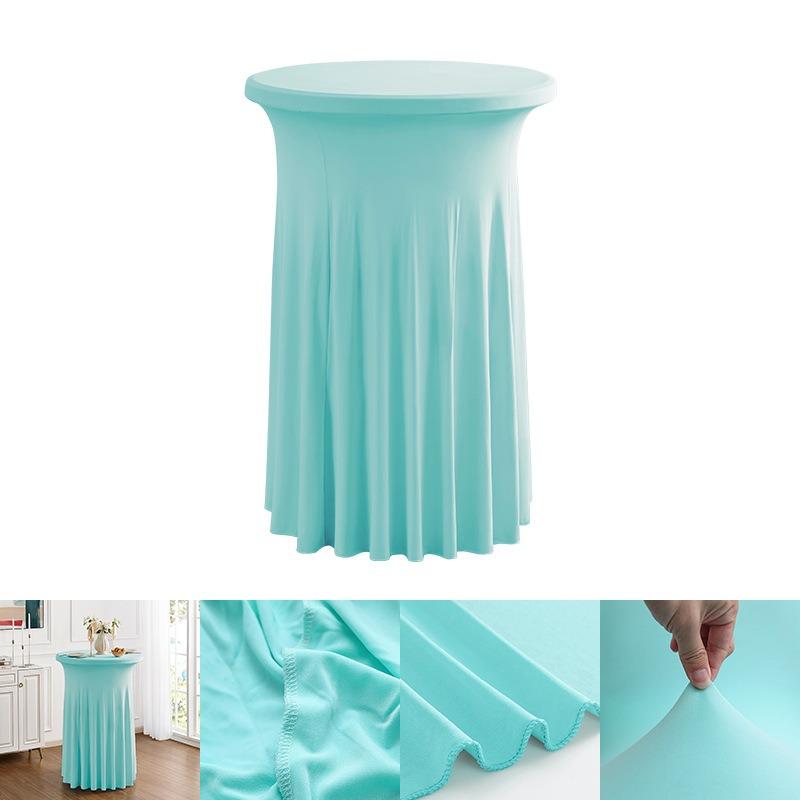 60/70/80cm Cocktail Table Skirts Stretch Spandex Fitted Tablecloths Wrinkle-Resistant Washable for Weddings Parties Banquets