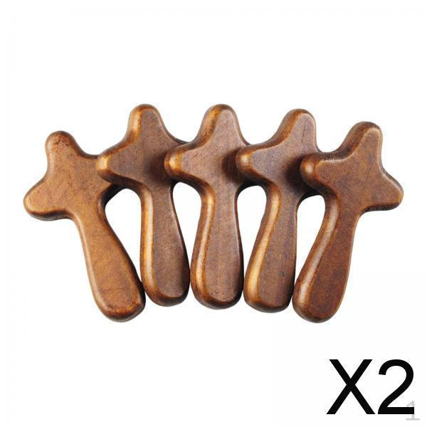 

2x 5Pcs Wooden Holding Crosses Pocket Caring Colleague Ornament Clinging Palm Friend
