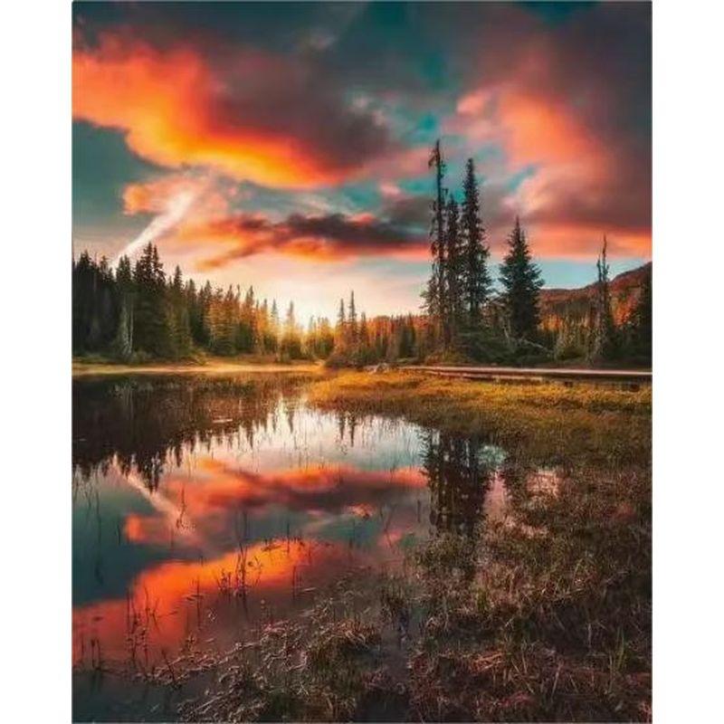 

Повний круглий алмазний живопис Місяць 5D своїми руками Вишивка Пейзаж Мозаїка Рукоділля ручної роботи для декору стін будинку Full Round 40x50CM