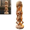 Artistic Bone Texture Figurine Triple Stacked Skulls Figurine, Spooky See Hear Speak No Evil Skeleton Head Gothic Desktop Decoration Statue,