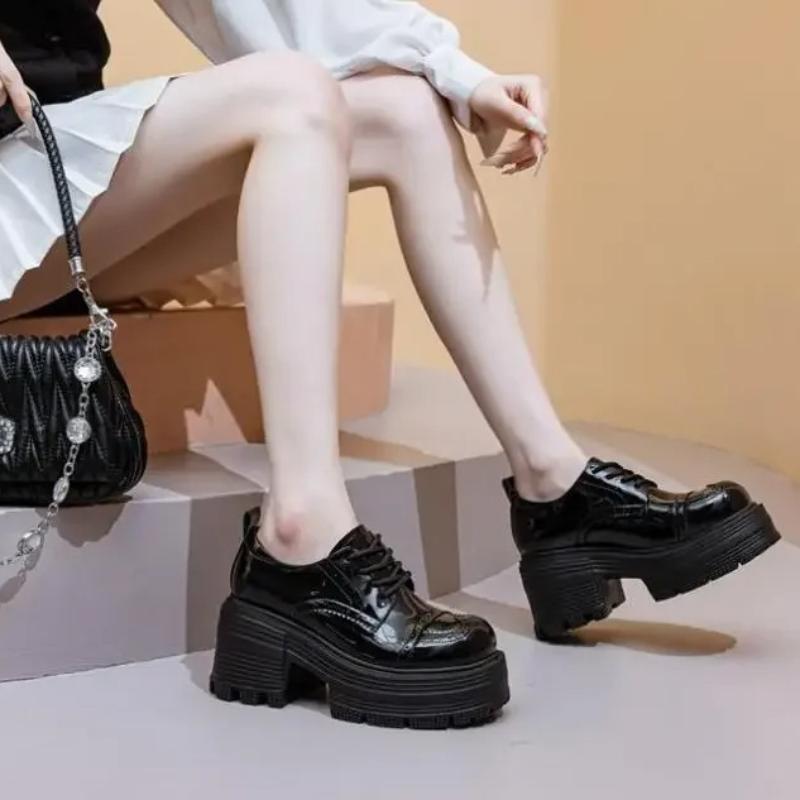 Fashion 9CM Genuine Leather Booties Autumn Female Women Boots Casual Spring Pumps Mary Jane Platform Wedge Flats Breathable Shoes